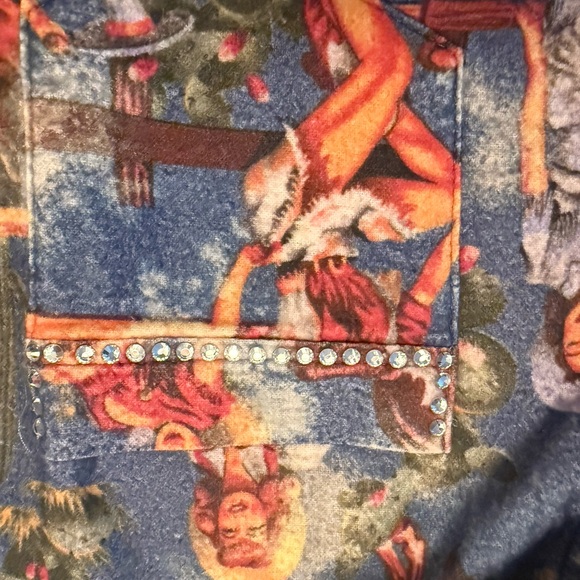 A Rare Bird! Women's Western Print Sleeveless Vest - Blue - Picture 5 of 9